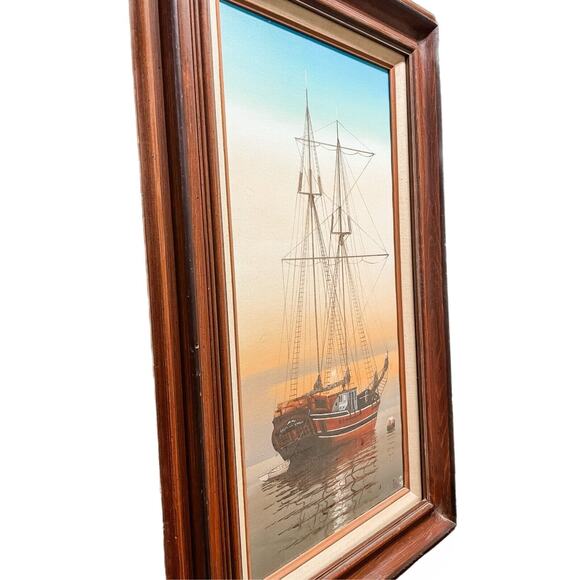 Eugene Schmidt Santa Barbara Oil on Canvas Sailboat Painting -Framed - Picture 4 of 6
